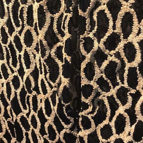 Dress by Kataya black mesh with tan overlay pattern ladies size 16 - Picture 6 of 9